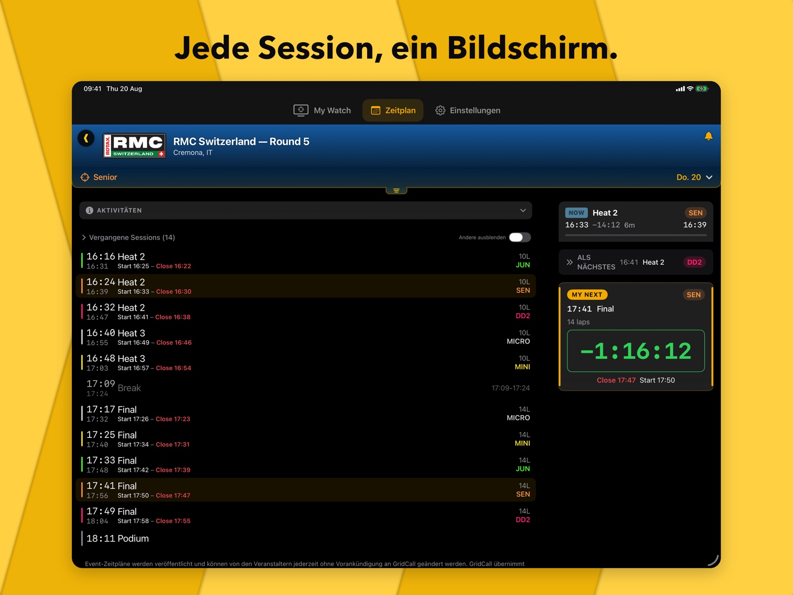 GridCall auf iPad — jede Session auf einem Bildschirm