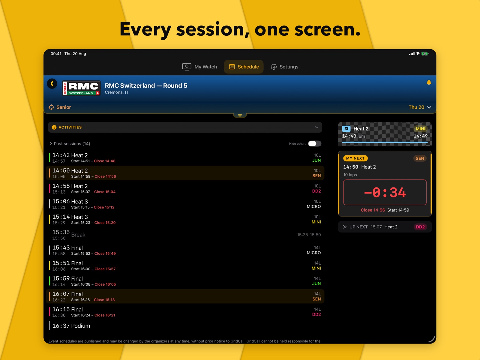 GridCall on iPad — every session on one screen